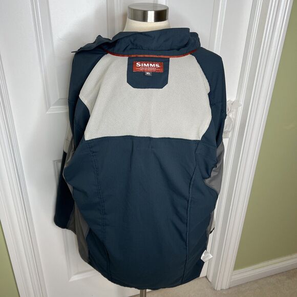 SIMMS Fishing Shirt Men's XL Teal Blue Long Sleeve Vented Snap Outdoor Pockets - Picture 10 of 12